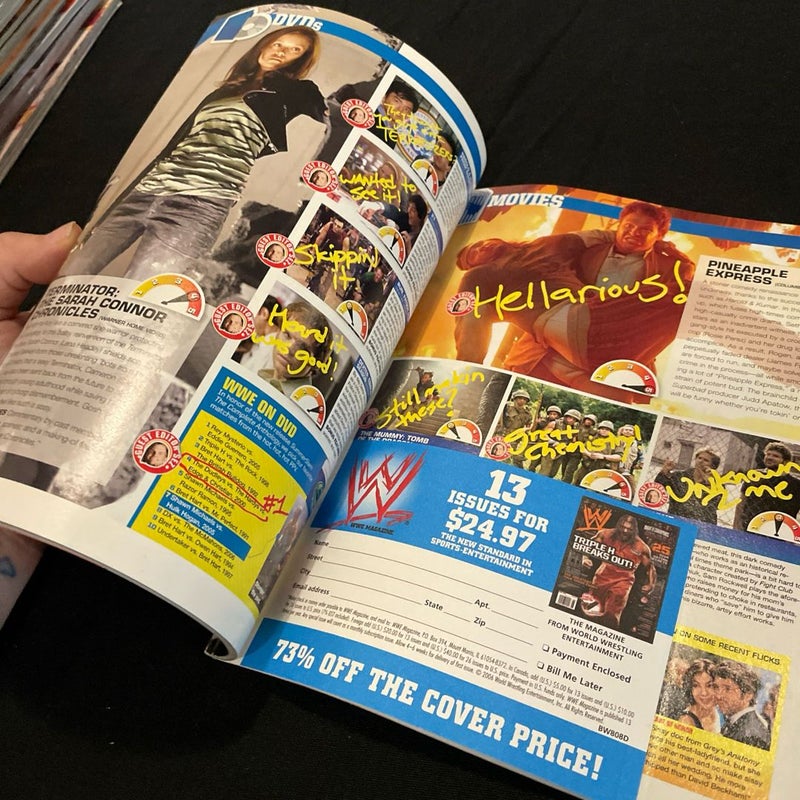 WWE MAGAZINE AUGUST 2008 JEFF HARDY WORLD WRESTLING ENTERTAINMENT