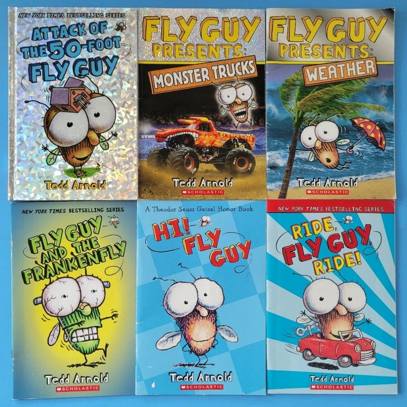 LOT OF 6 FLY GUY BOOKS BY TEDD ARNOLD MONSTER TRUCKS SCHOLASTIC HOLO HARDCOVER