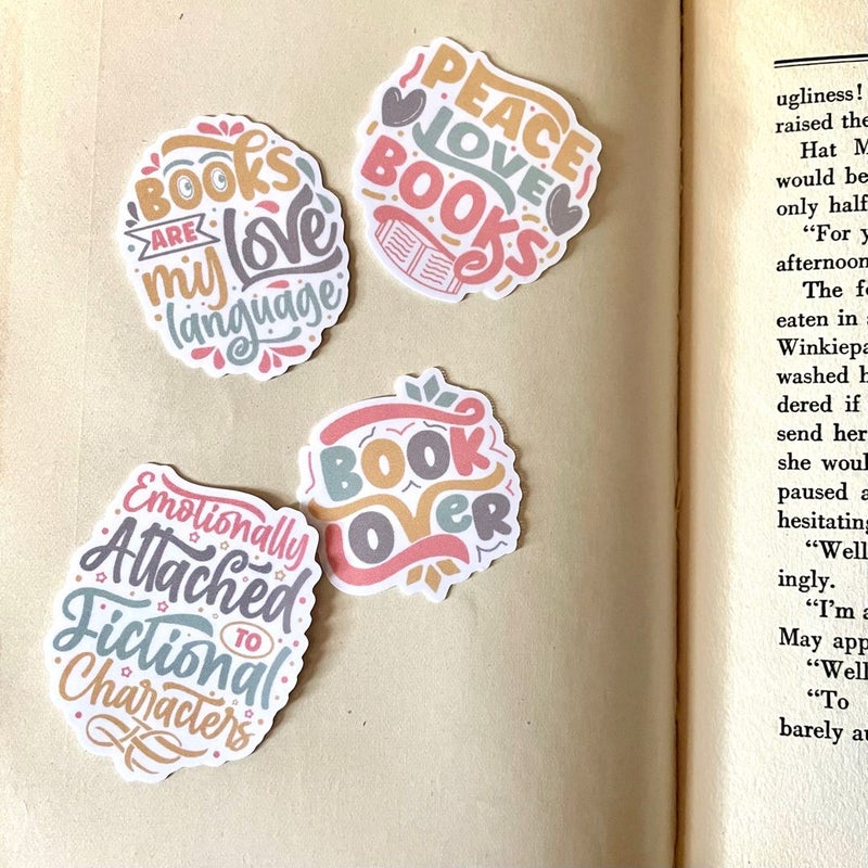 Pastel Book Lover Stickers Gift Hamdmade 