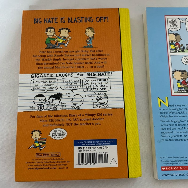 BIG NATE Lot Of 5 CHILDREN'S Comics SOFT COVER BOOKS, One It’s Hard Cover Big Nate: Silent but Deadly