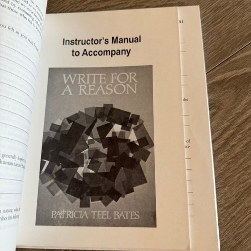 Write For A Reason Book By Patricia Teel Bates With Intrustor Manual