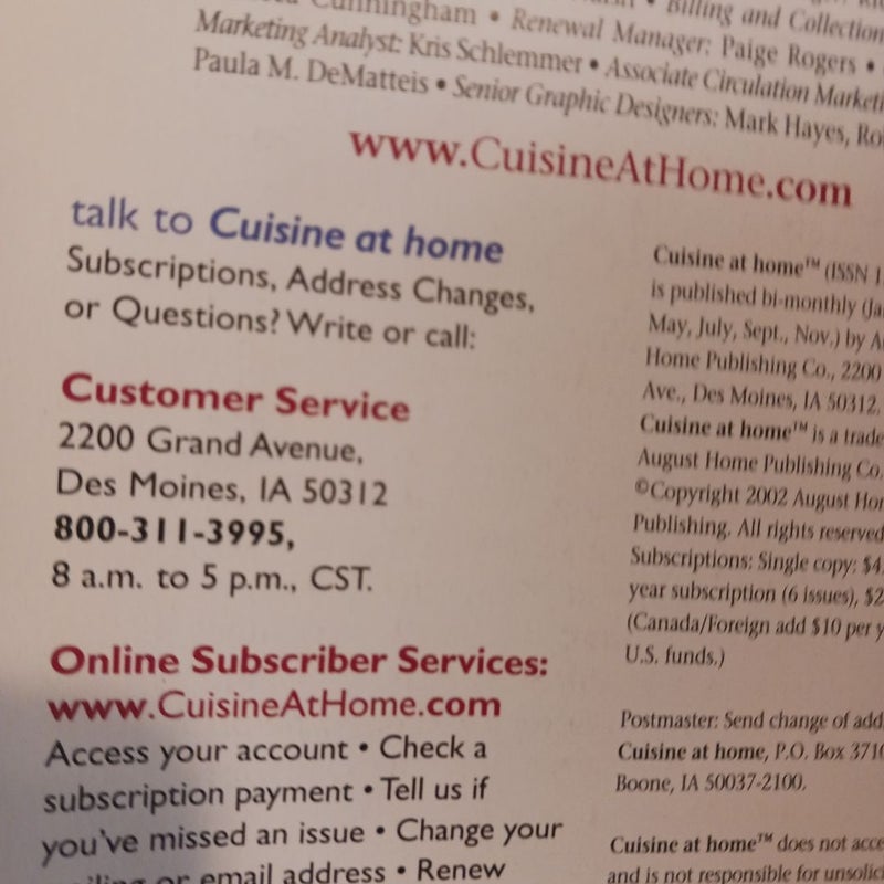 Cuisine  at Home Magazine 