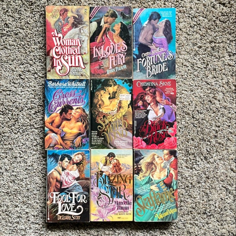 Black Rose lot of 9 vintage clinch Avon romance books