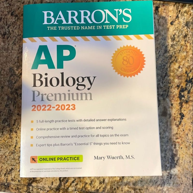 AP Biology Premium, 2022-2023: Comprehensive Review with 5 Practice Tests + an Online Timed Test Option