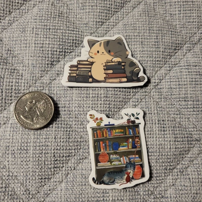 Book & Cat Themed Magnets 10pack 