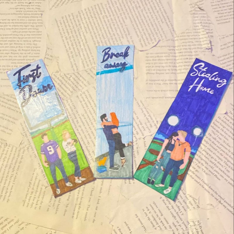 Beyond The Play Series (First Down, Breakaway, Stealing Home) + handmade bookmarks