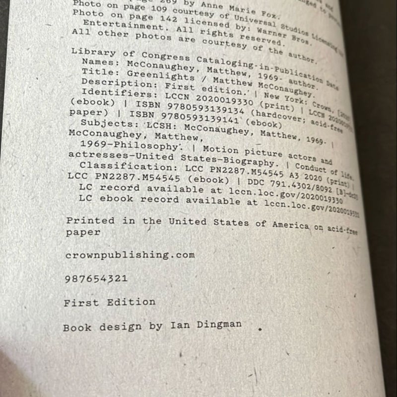 Greenlights FIRST EDITION 