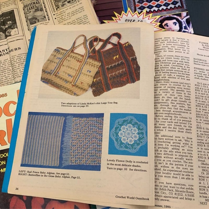 6 Crochet World Magazines from 1985