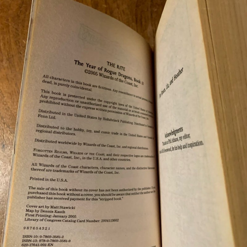 The Rite, Year of the Rogue Dragons 2, First Edition First Printing