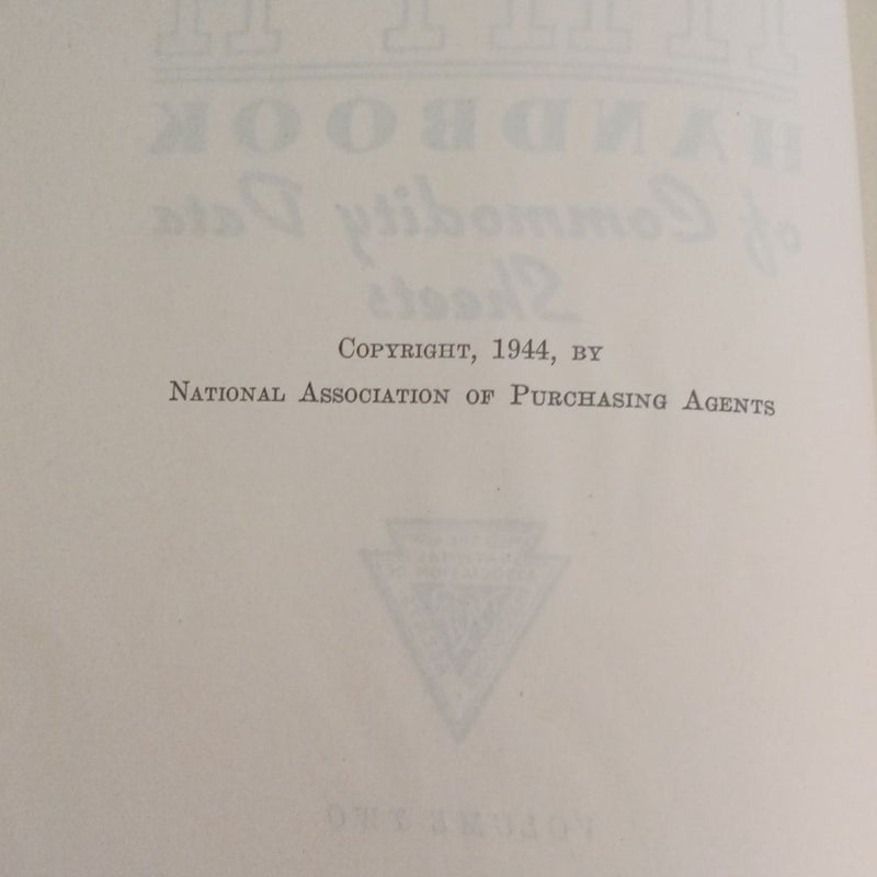 NAPA Handbook of Commodity Data Sheets Volume 2