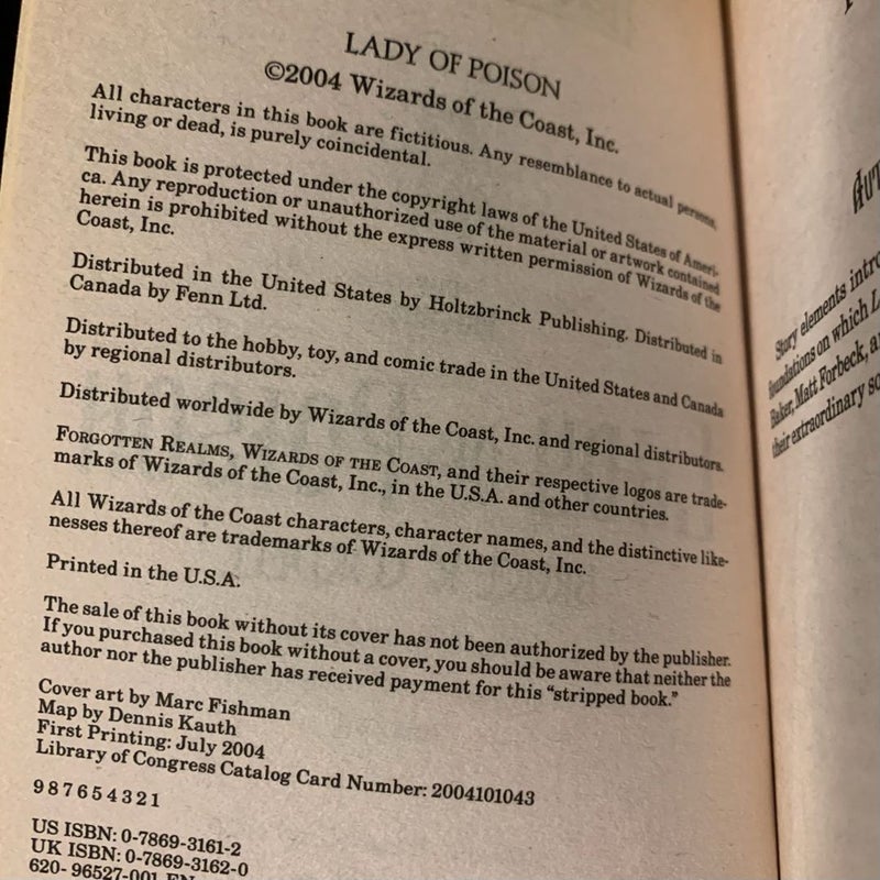 Forgotten Realms: Priests Series: Mistress of the Night, Lady of Poison, All First Edition First Printing