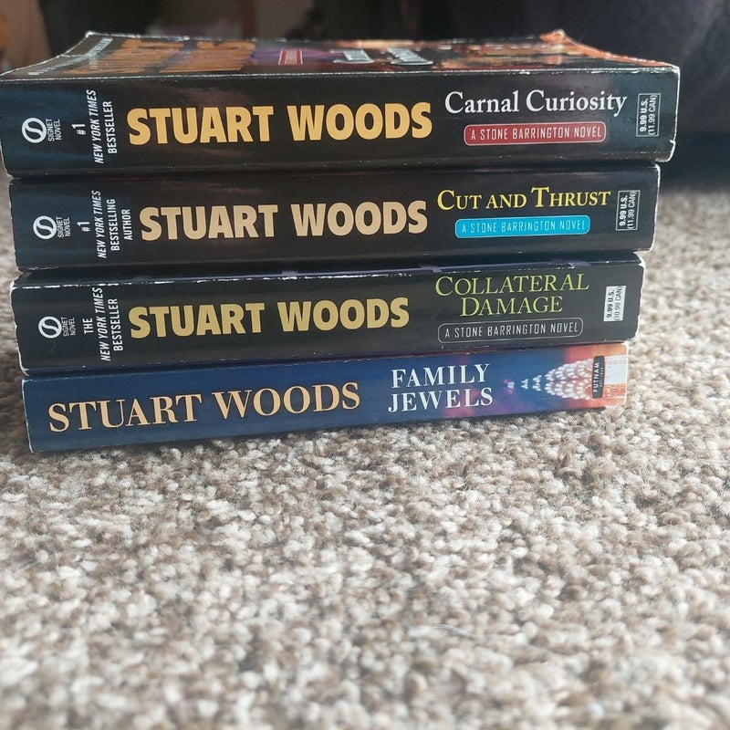 4 book lot- Family Jewels, Collateral Damage, Cut and Thrust, and Carnal Curiosity 