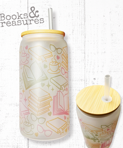 Bookish Frosted Glass Can Cup 