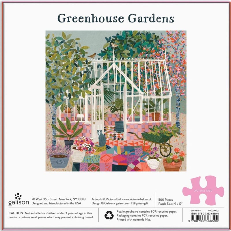 Galison Greenhouse Gardens 500 Piece Puzzle, 19" x 19"