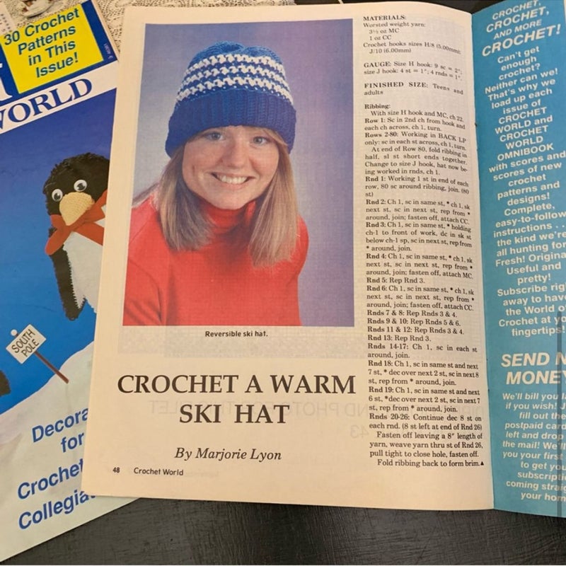 6 Crochet World Magazines from 1987