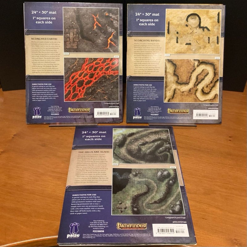 Pathfinder Flip-Mat Lot: Wasteland, Desert Ruins, Hill Country, Open VG