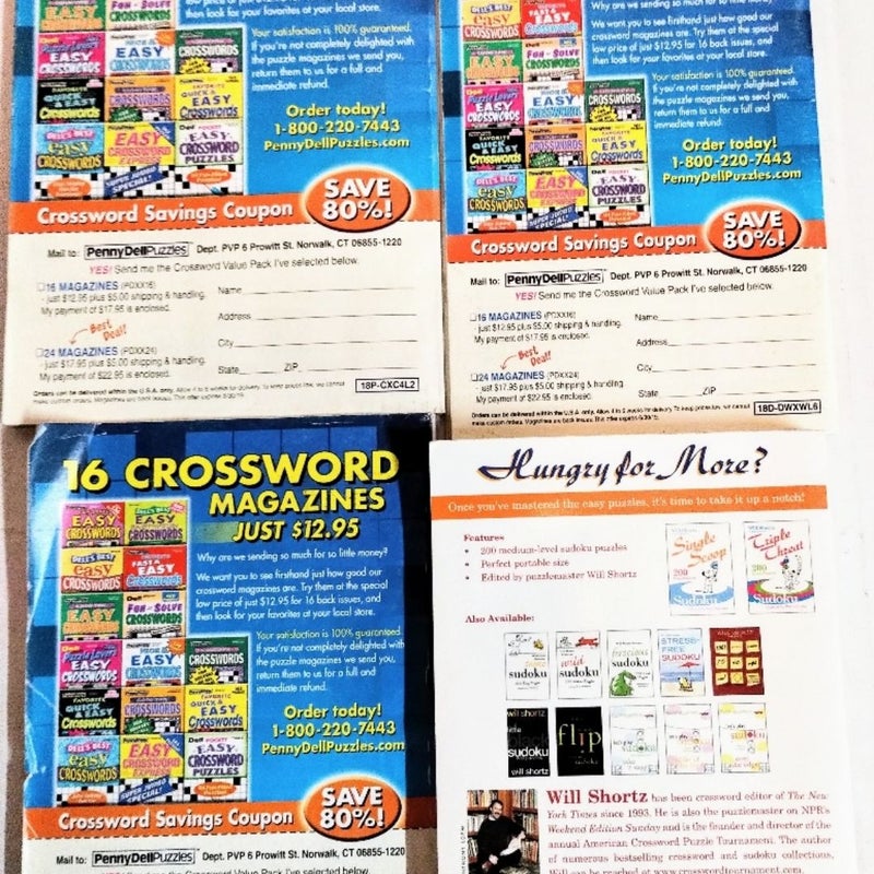 Sudoku & Crossword Lot Of 4 