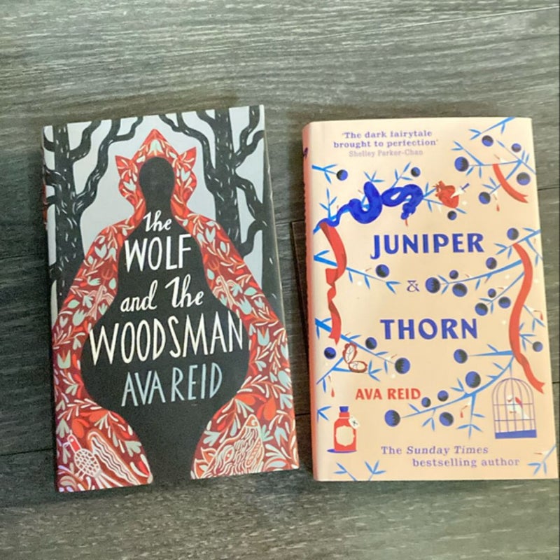 Ava Reid special editions: Fairyloot juniper and thorn and Illumicrate the wolf and the woodsman