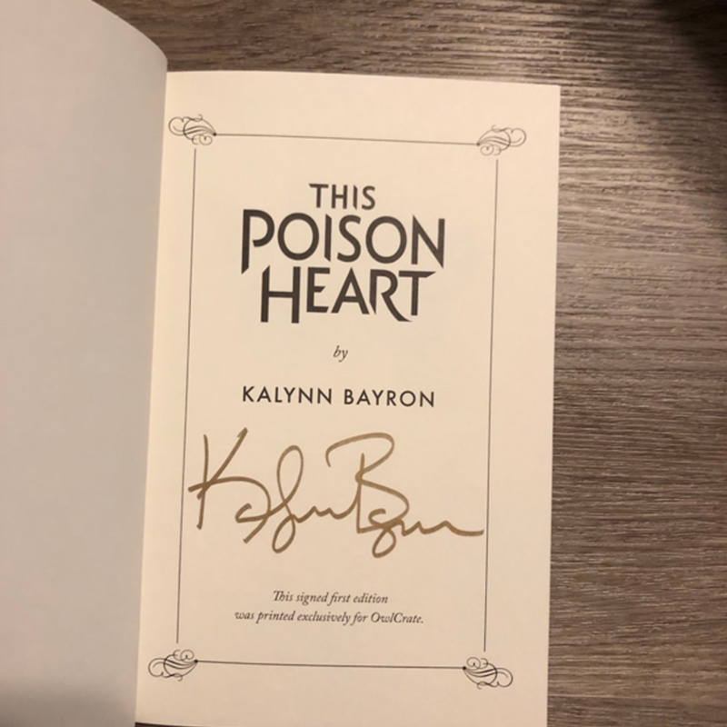✨ Signed Book ~ Owlcrate Bookish Box This Poison Heart Book by Kalynn Bayron ✨