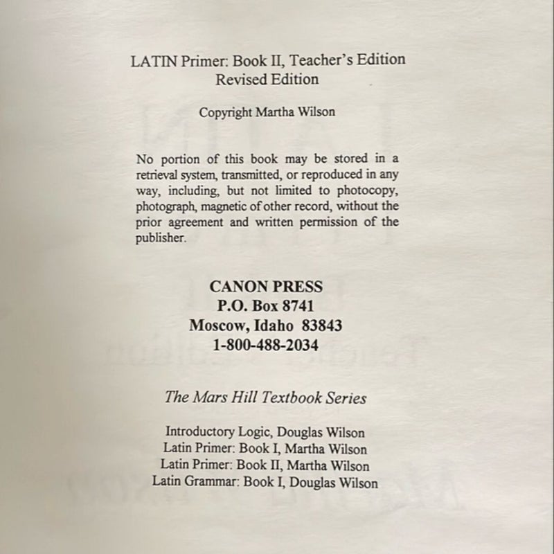 Latin Primer II - Teacher's Edition