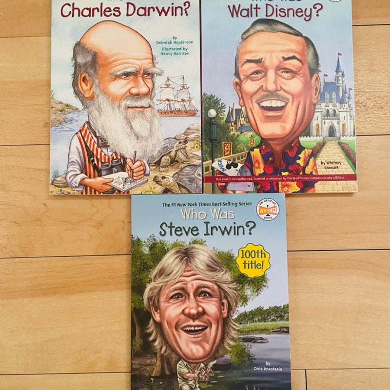 Who Was…. Bundle-Lot of 5; Beatles, Steve Irwin, Charles Darwin, Walt Disney, Jesus