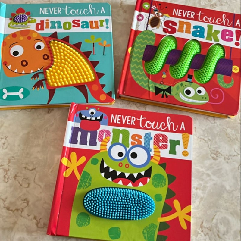 Never Touch a Dinosaur, Monster and Snake bundle of 3 books