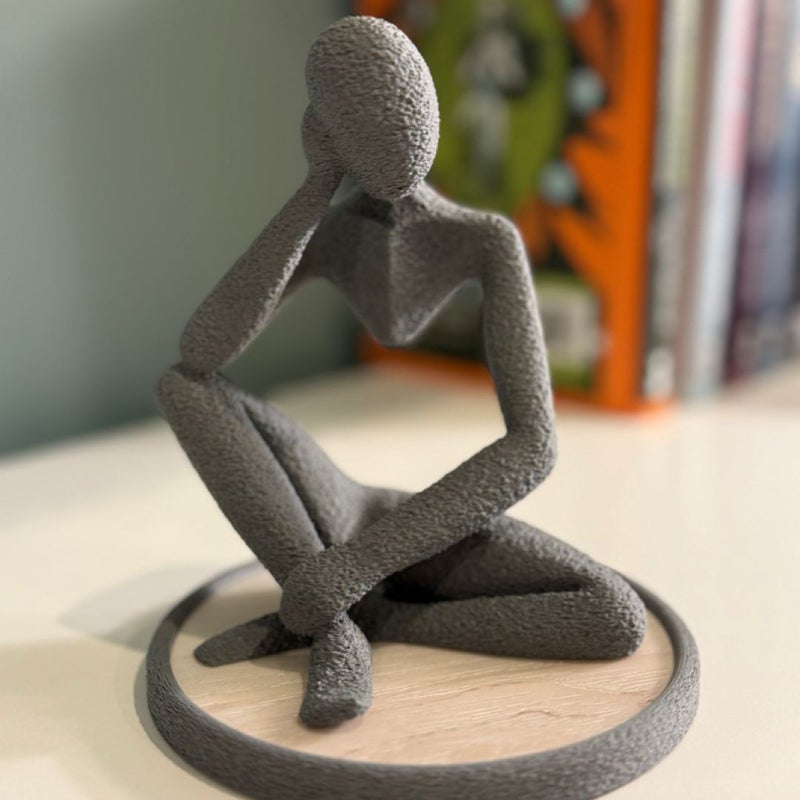 NObody – A Quiet Shelfie for Bookish Souls | Minimalist Figurine in Rough Texture with Vinyl Wood Accent Base
