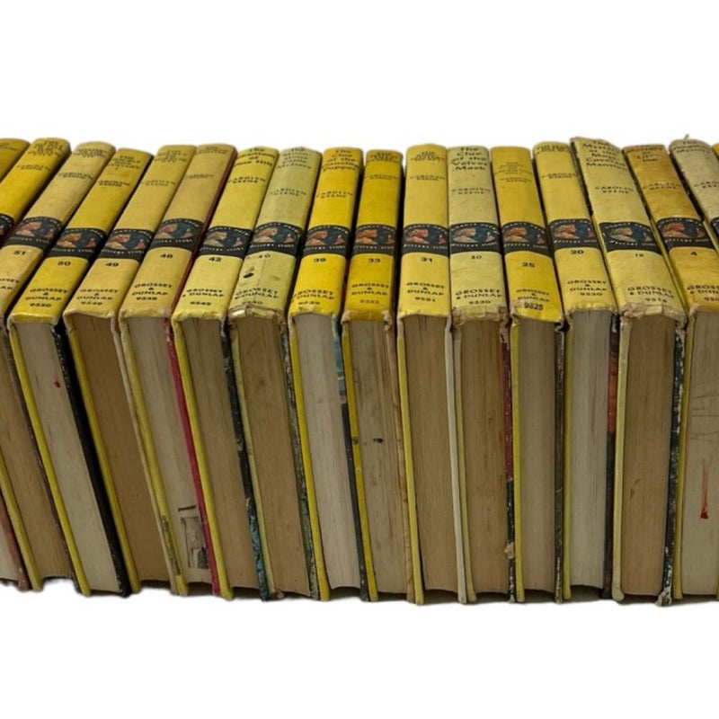 Lot of 18 Different Nancy Drew Books Vintage "Matte" Covers Yellow Spine