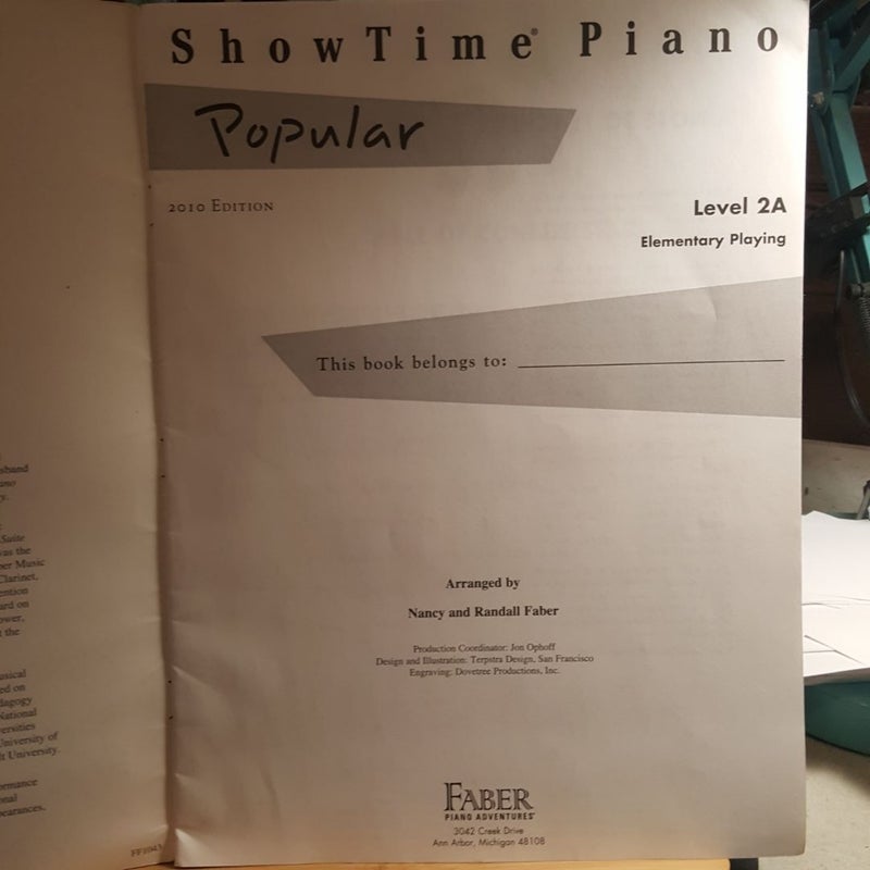 ShowTime Piano Popular - Level 2A