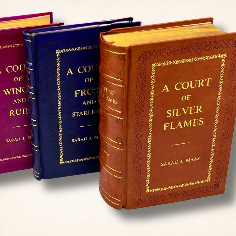 Leather-Bound Book Set: A Court of Thorns and Roses Series by Sarah J. Maas – Includes A Court of Thorns and Roses, A Court of Mist and Fury, A Court of Frost and Starlight, & A Court of Silver Flames