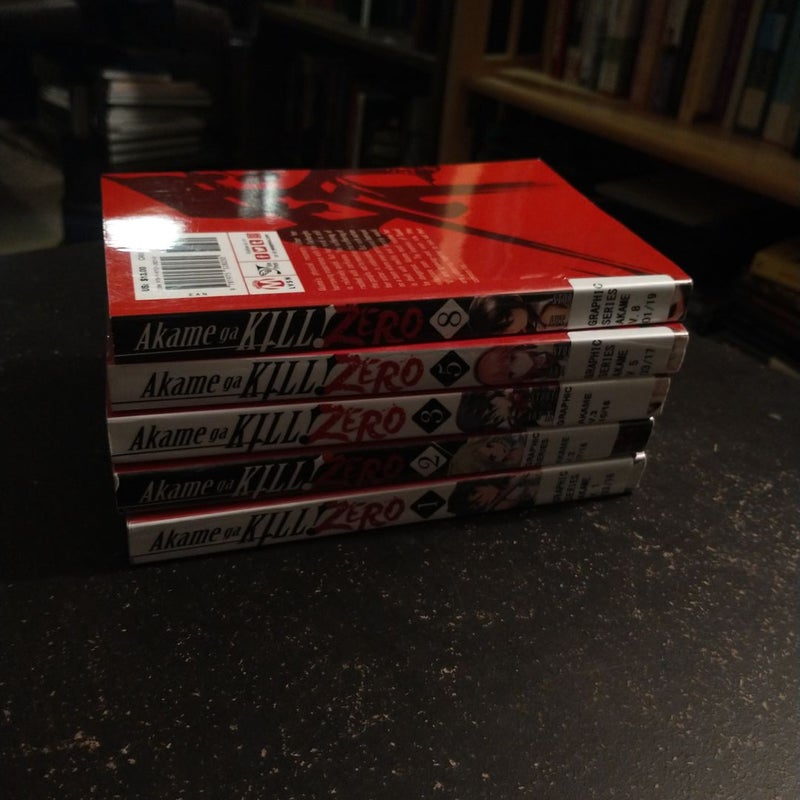 Akame Ga KILL! ZERO, Vol. 1, 2, 3, 5, 8 bundle