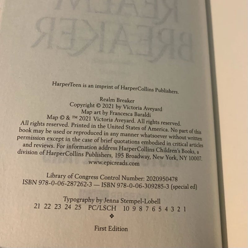 SIGNED Realm Breaker, First Edition First Printing