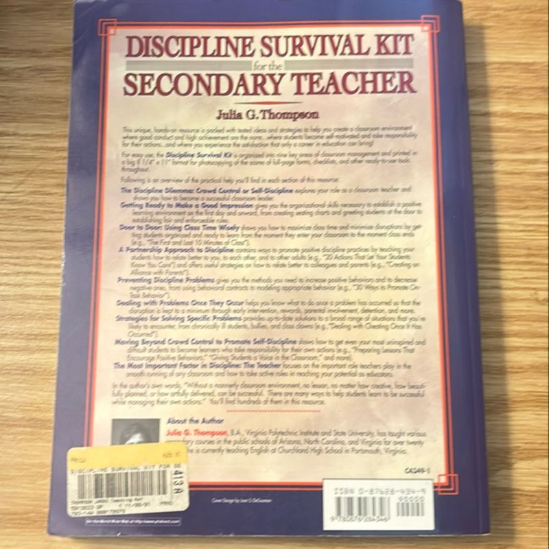 Discipline Survival Kit for the Secondary Teacher by Frances McBroom ...