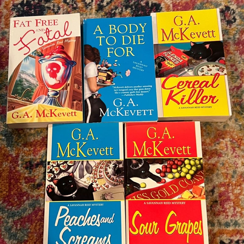 Lot of 5 G.A. McKevett: Fat Free & Fatal, Body To Die For, Sour Grapes, Peaches & Screams, Cereal Killer