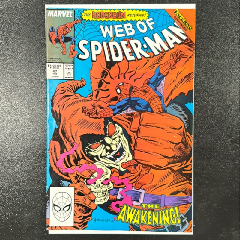 Web of Spider-Man # 47 Feb 1988 Marvel Comics The HoboGoblin Returns! The Awakening! 