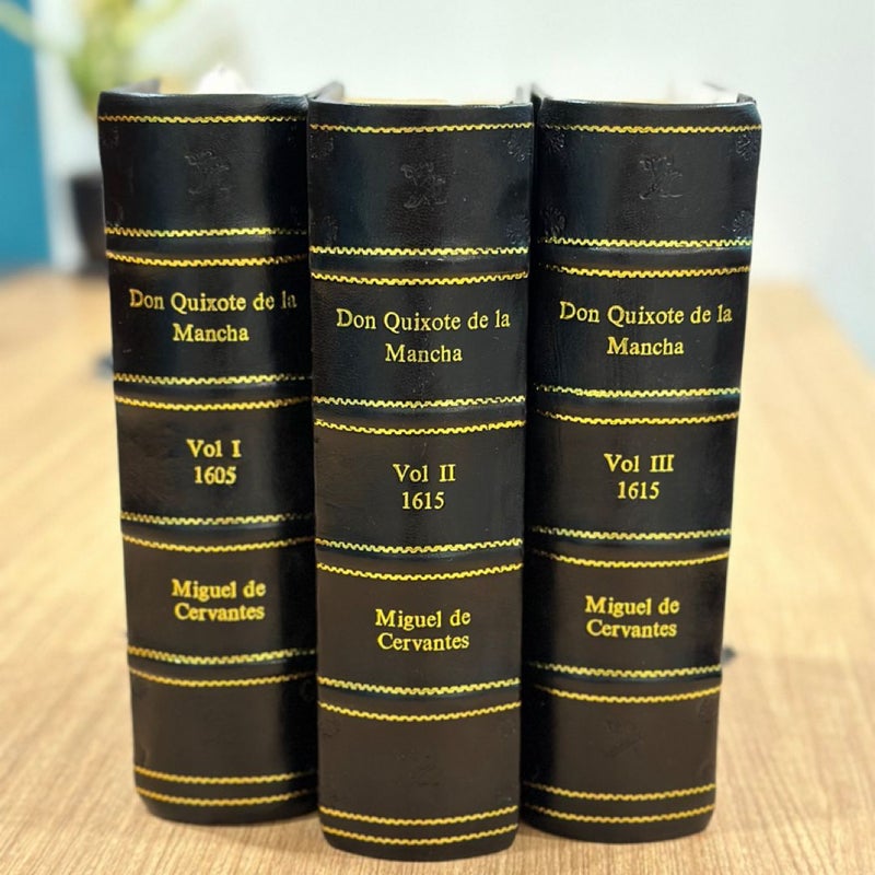 Don Quixote de la Mancha: Deluxe Leather-Bound Three-Volume Bilingual Edition (Spanish & English)