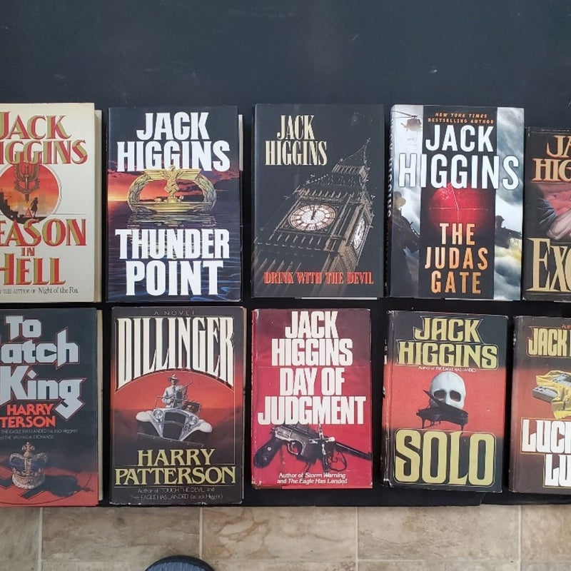 Lot of 19 Jack Higgins Hardback Thrillers: SOLO Catch a King EXOCET Judas Gate