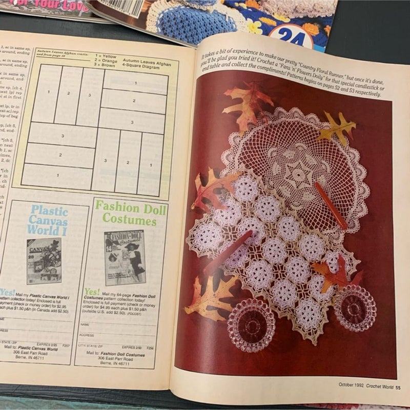 6 Vintage Crochet World Magazines from 1992