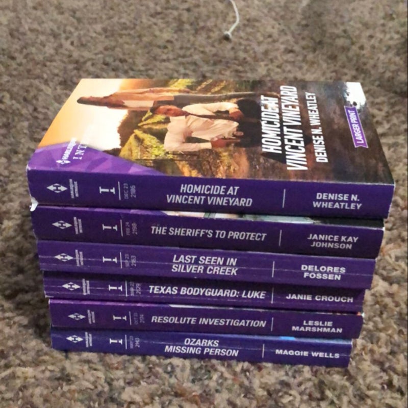 Lot of 6 Harlequin Intrigue Large Print Romance Novels