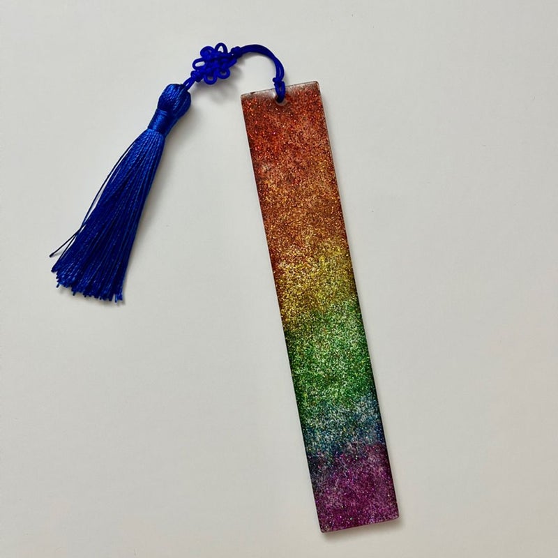 Resin Bookmark with Rainbow Glitter