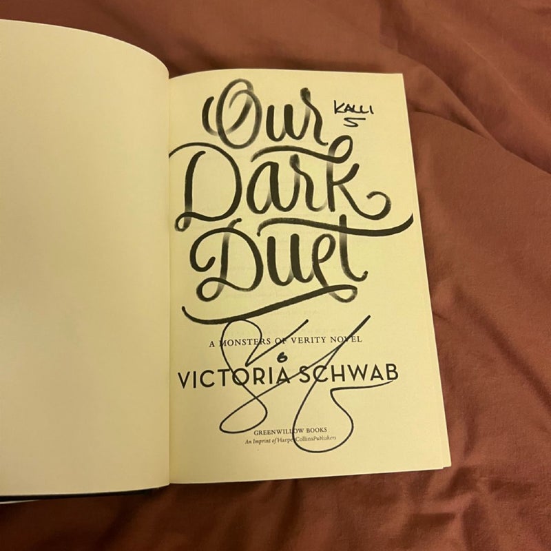 Our Dark Duet signed hardcover