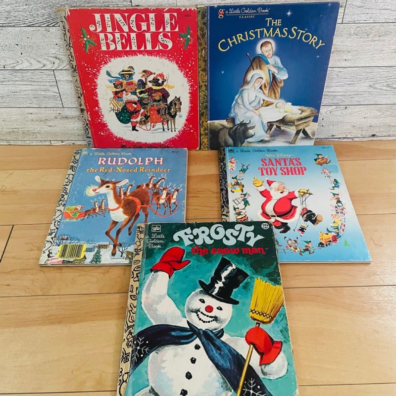 Little Golden Christmas Bundle-Lot of 5; Jingle Bells, Santa’s Toy Shop, Frosty the Snowman, Rudolph, The Christmas Story 