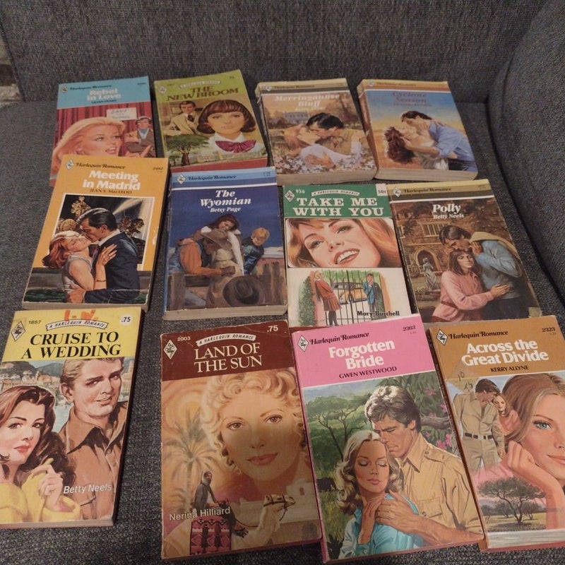 Bundle of 12 vintage romance novels