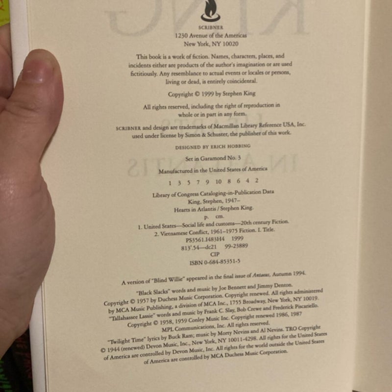 Hearts in Atlantis 1st edition 