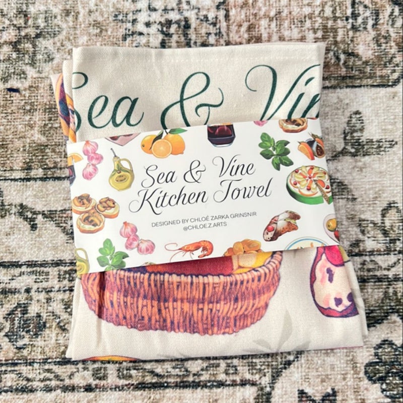 Sea & vine tea towel