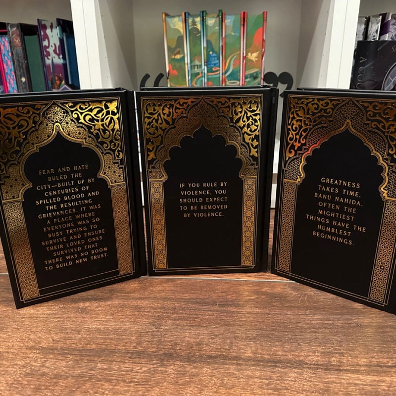 The Daevabad Trilogy bookishbox exclusive the city of brace the kingdom of copper, the empire of gold 