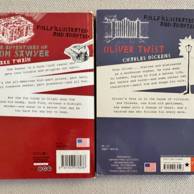 Book bundle 2 Classic Literature for kids: Includes 'The Adventures of Tom Sawyer' and 'Oliver Twist.' 