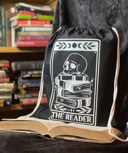 The Reader Tarot Cotton Canvas Drawstring Backpack Handmade