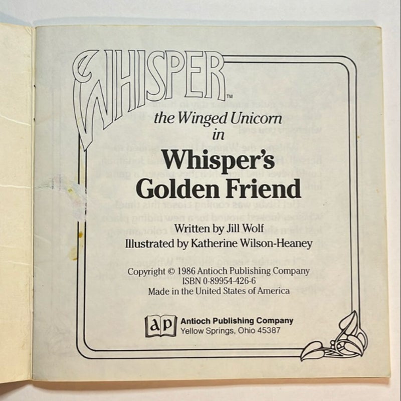 Whisper's Golden Friend Starring Whisper the Winged Unicorn