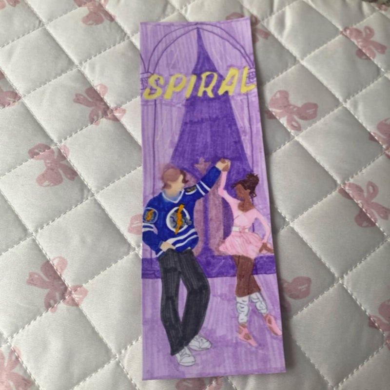 Spiral + handmade bookmark 